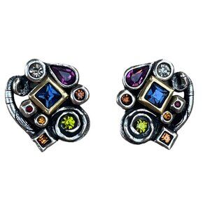 Patricia Locke Clip-On Earrings With Multicolored Crystals